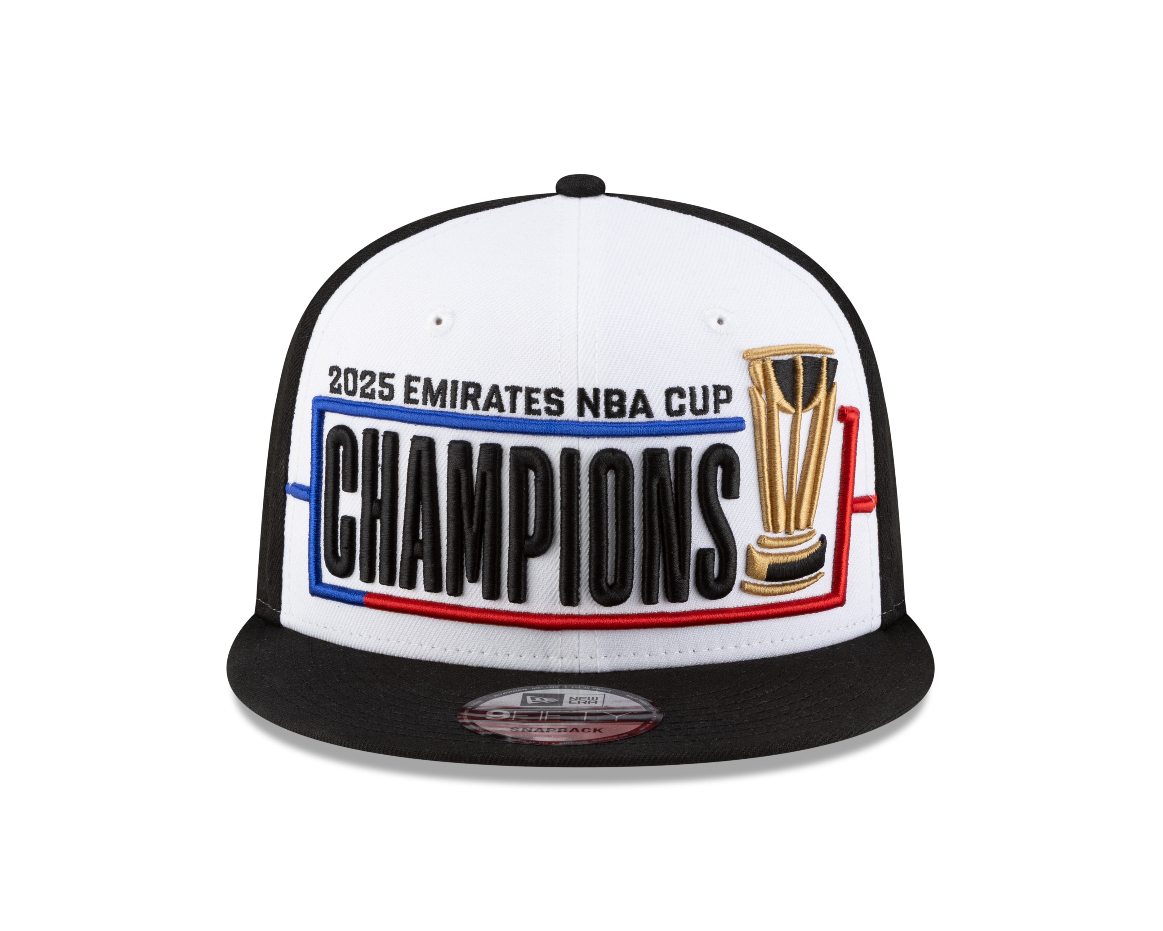 Men's New Era White/Black New York Knicks 2025 NBA Cup Champions Locker Room 9FIFTY Snapback Hat