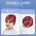 thumbnail image 6 of Rateoe Purple Yellow Buffalo Plaid Kids Beanie Warm Knit Beanie Hats Boys Girls Winter Hat Soft Slouchy Hats for Kids, 6 of 7