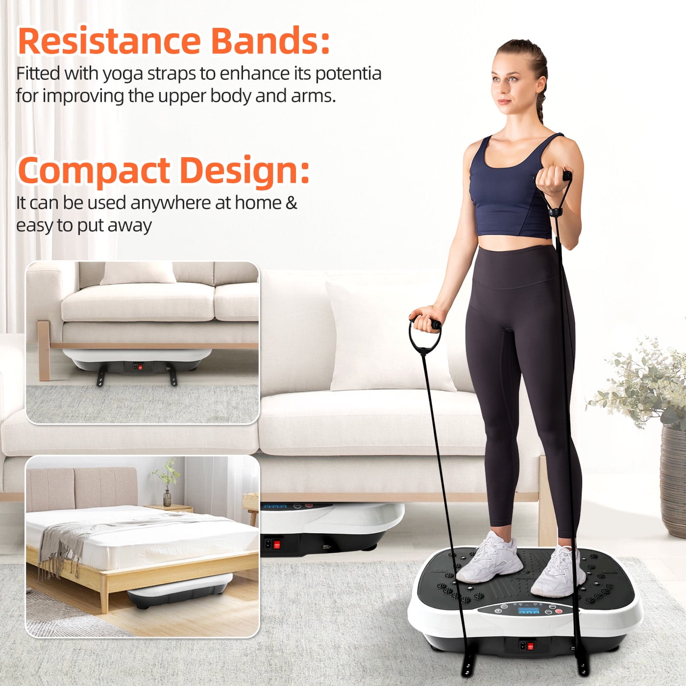 CATGOOD Vibration Plate Exercise Machine,Vibrating Platform with Loop Bands & Remote Control for Weight Loss Fat Burner, Vibrating Lymphatic Drainage Shaking Board, White