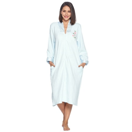 

Casual Nights Women s Quilted Long Sleeve Zip Up House Dress Robe