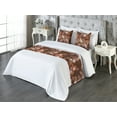 thumbnail image 3 of Autumn Bed Runner Set, Fall Season Inspirations with Leaves and Tiny White Flowers Repetition, Decorative Bedding Scarf & 2 Pillow Shams for Hotels Homes, Queen, Redwood and Pale Maroon, by Ambesonne, 3 of 3