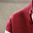 thumbnail image 3 of FRSASU Mens Zip Up Knitted Cardigan Thick Sweater Stand Collar Fleece Lined Warm Red 10(XL), 3 of 5