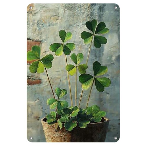 Lucky Irish Shamrock Tin Sign - Vintage St. Patrick's Day Decor, Durable Iron, Mixed Colors, 8x12 Inch, Ideal for Home, Yard, Garden, and Bar Wall Hanging