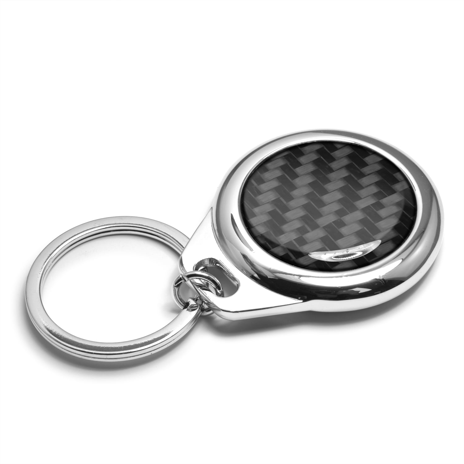 iPick Image for Dodge Scat-Pack Full Color Real Black Carbon Fiber Chrome Roundel Metal Case Key Chain, Official Licensed