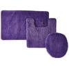 3-Piece Hailey Solid Bathroom Set Bath Mat Contour Rug Toilet Lid Cover - Purple