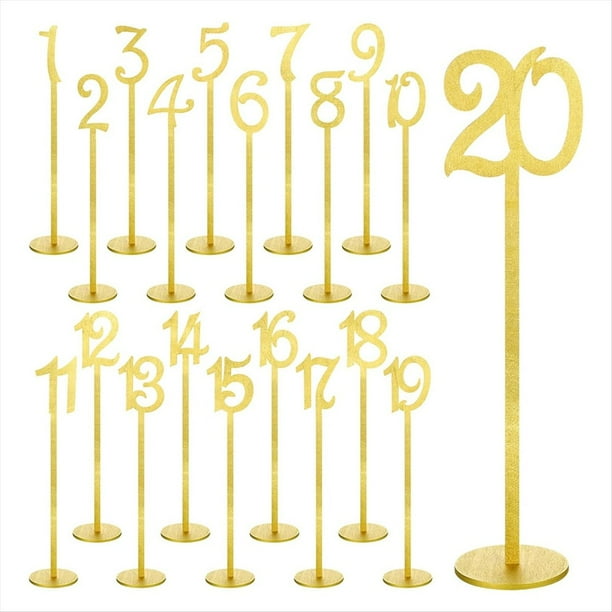 20 Piezas Números de Mesa Números de Mesa de Boda Números de Mesa de Madera para Soportes de Recepción de Bodas Números de Asiento con Soporte