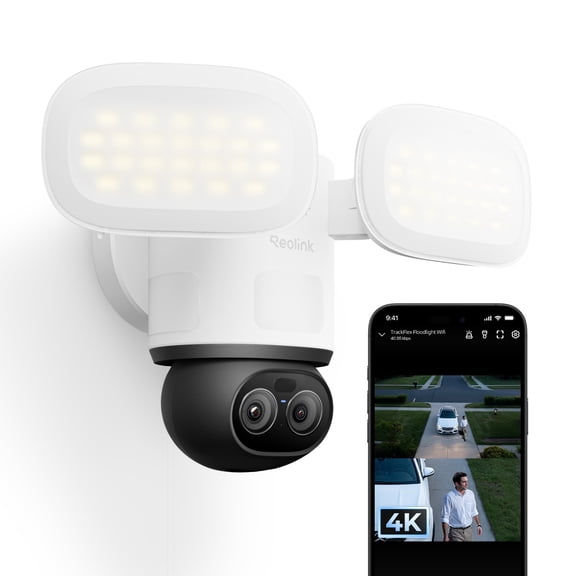 Reolink TrackFlex Floodlight WiFi 4K 360°Pan & Tilt Dual-Lens PTZ Wired Camera Local AI Video Search