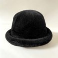 thumbnail image 5 of Cutuoiiu Cold Weather Hat for Women Solid Color Fuzzy Rolled Brim Bucket Hat Soft Plush Winter Warm Fisherman Cap for Daily Outdoor, 5 of 6