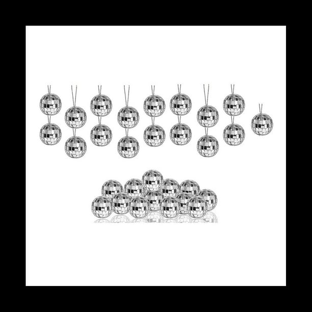 Paquete de 30 Bolas de Discoteca, Espejo Colgante Plateado, Bolas de Discoteca, Adornos con Cuerda, DecoracióN de Festivales de MúSica para Fiestas de Bodas de Navidad