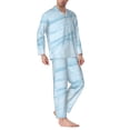 thumbnail image 2 of Balery Blue Marble Pijama para Hombre de Dos Piezas con Manga Larga, Conjunto de Dormir y Descanso Suave con Bolsillos-XX-Large, 2 of 7