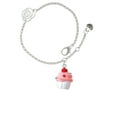 thumbnail image 2 of Delight Jewelry Resin White Cupcake with Pink Frosting Silver-tone Rose Link Chain Bracelet, 6.25"+1.75" Extender, 2 of 4