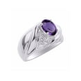 thumbnail image 3 of RYLOS Rings for Women Sterling Silver Ring Oval 8X6MM Gemstone & Diamonds Classic Design February Amethyst Jewelry for Women Size 10, 3 of 6