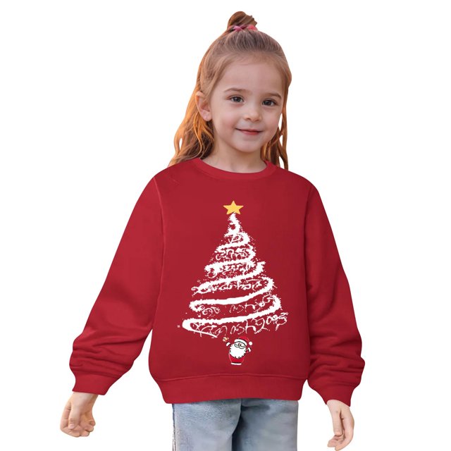 Diufon Chandail en Molleton de Noël pour Garçons et Filles Manches Longues Col Rond Chandail Automne Hiver Hauts Chauds