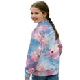 thumbnail image 2 of COEQINE Quarter Zip Sweatshirt for Girls 9-10 Years, Loose Fit Long Sleeve Pullover with Drop Shoulder, Comfortable Fall Clothes for School Workout, Axolotl Pink Flower, 2 of 7
