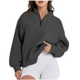 thumbnail image 2 of Womens Zipper Sweatshirts Turtleneck Long Sleeve Pullovers Casual Loose Top T Shirts, 2 of 7