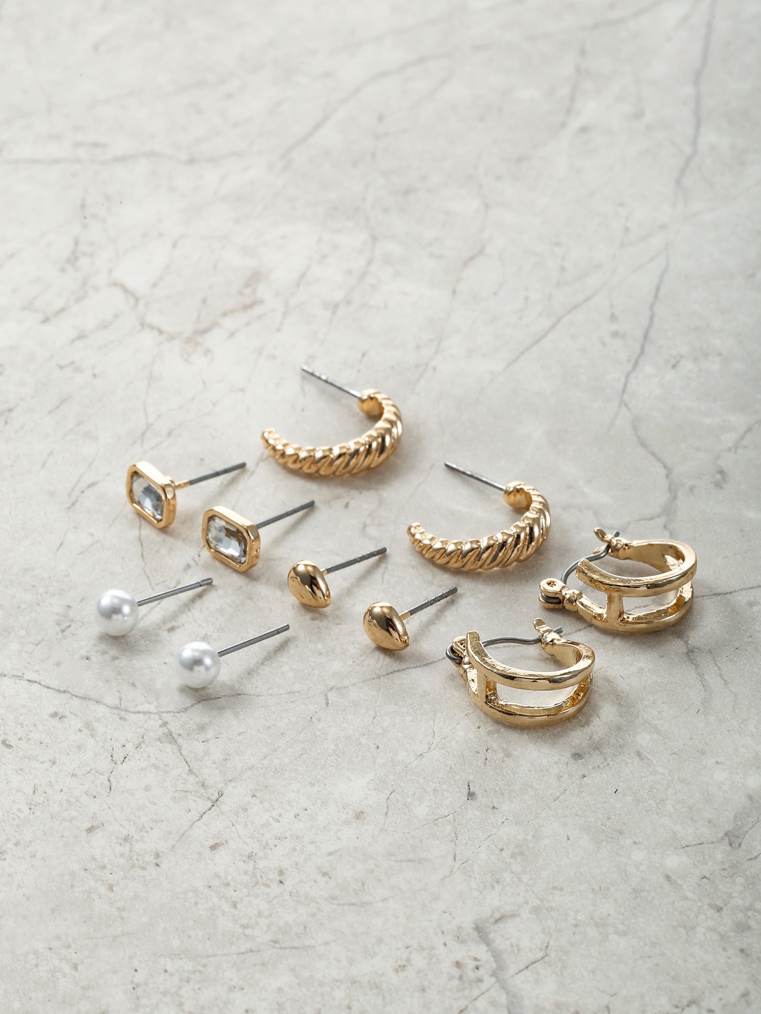 Time and Tru Goldtone Multi Earring Set, 5 Pairs, Initial H