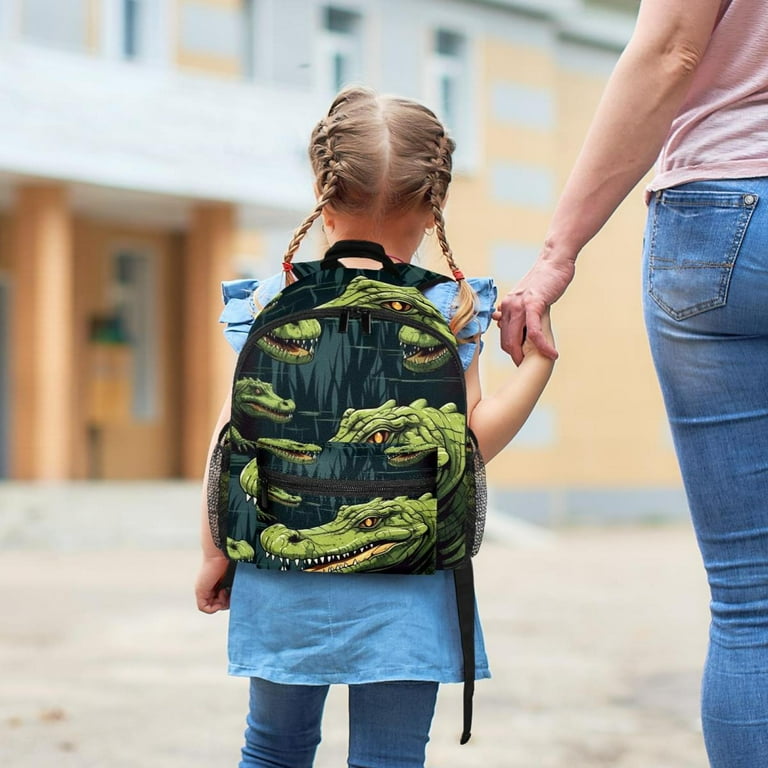 Crocodile Adjustable Shoulder Strap Backpack with Large Capacity Printed Design Lightweight Suitable for Boys and Girls School Bags Beach Backpack Little Girl Backpack Kids Backpack Girls Walmart