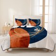 thumbnail image 3 of Full Quilt Set 78''x90'', Navy Blue Burnt Orange Lightweight Summer Bedspread Coverlet Set with 2 Pillow Shams, Boho Art Modern Geometric Breathable All Season Quilt Bedding for Bedroom/Guest Room, 3 of 9
