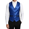 thumbnail image 2 of hoksml Men's Glitter V-Neck Suit Vest, 4 Button Slim Fit Formal Waistcoat with Adjustable Back Strap and Pockets, Wedding Party Dress Vest, 2 of 9