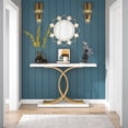 thumbnail image 5 of Tribesigns Modern 39" Console/Accent Table with Geometric Metal Legs, Gold Entryway Table, Faux Marble Narrow Wood Sofa,Foyer Table for Entrance, Living Room, 5 of 7