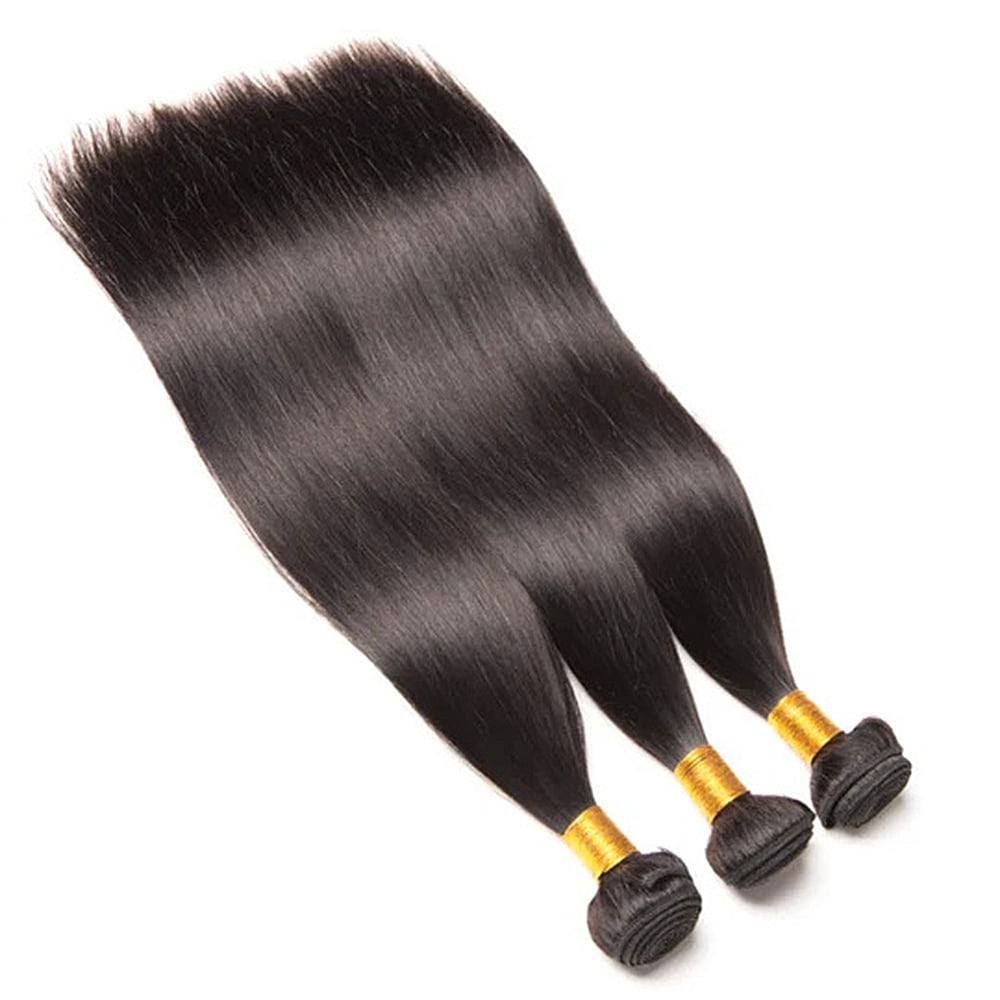 3 Bundles Brazilian Straight Bundles Human Hair 22 24 26 Inch, 100% Unprocessed Virgin Human Hair Extensions, Natural Black