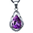 thumbnail image 2 of Meitianfacai Mothers Day Gifts Necklaces For Women Drop-shaped Amethyst Purple Pendant Silver Necklace Clavicle Chain Women, 2 of 7