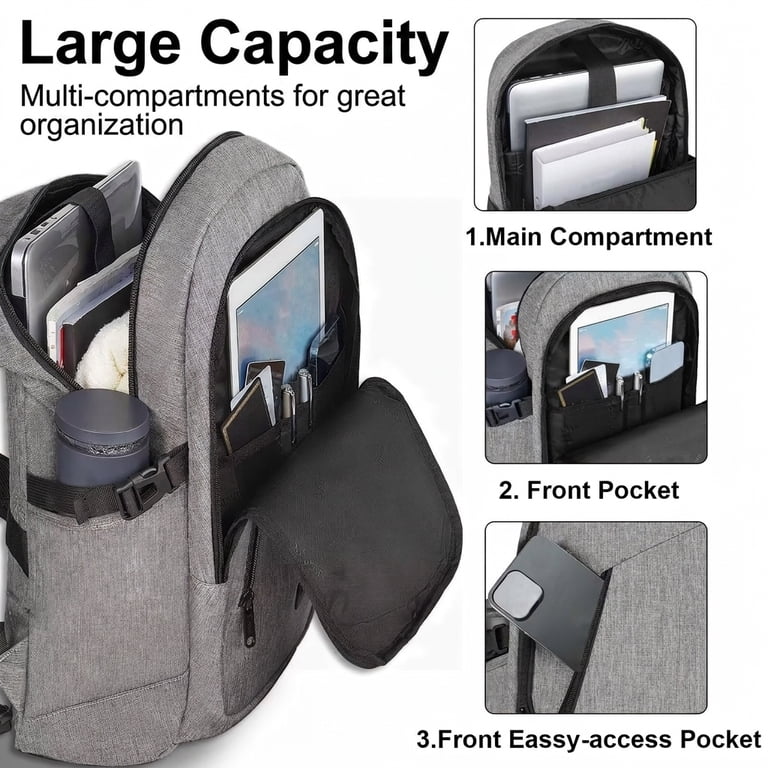 Mancro Laptop Backpack with Lock, Water Resistant 15.6 In photo 4