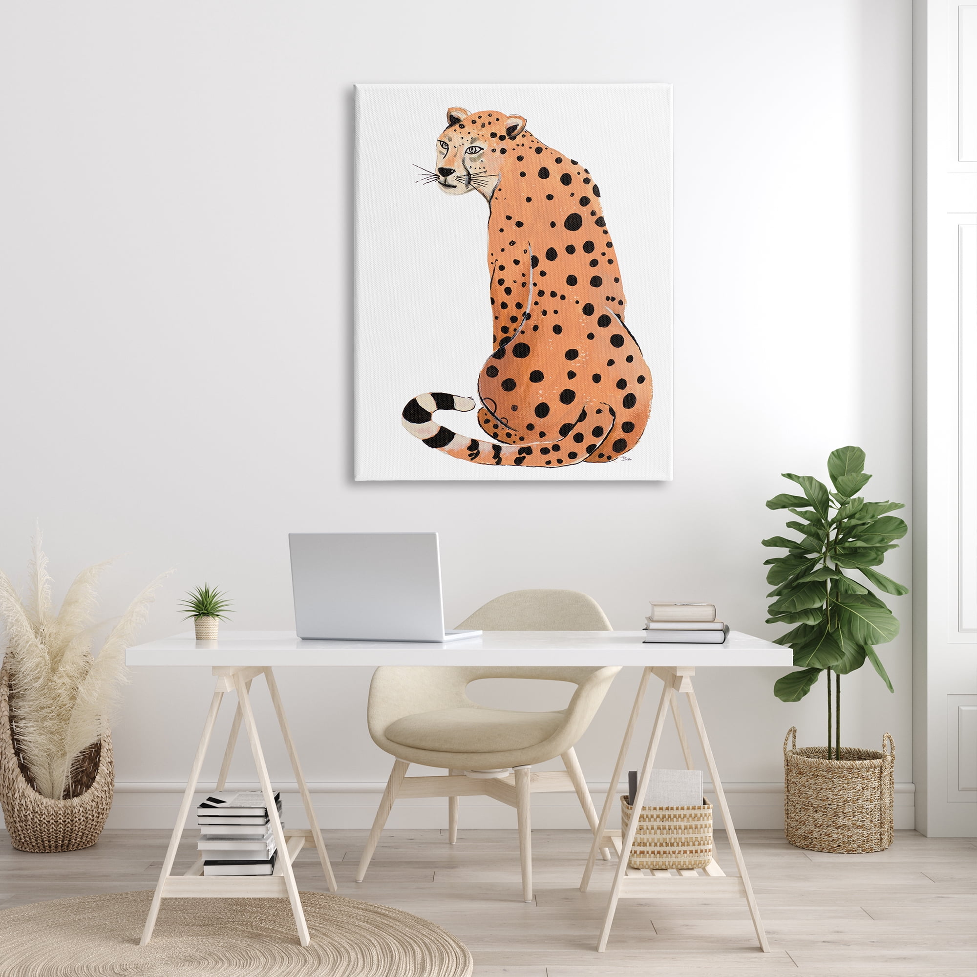Stupell Industries Orange Jungle Cat Bold Spots Safari Animal, 36 x 48, Designed by Patricia Pinto
