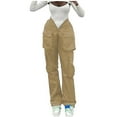 thumbnail image 2 of Danhjin Khaki Womens Cargo Pants Lightweight Travel Hiking Cargo Pants Soft Stretch Baggy Straight Casual Streetwear, 2 of 9