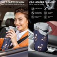 thumbnail image 5 of Floral 30oz Handheld Travel Tumbler with Handle – Double Wall Stainless Steel Insulated Cup, Flip Straw Lid, Leak-Proof & BPA-Free, Durable Hot & Cold Drink Mug,Thanksgiving, Xmas, Spring ,Flower, 5 of 6