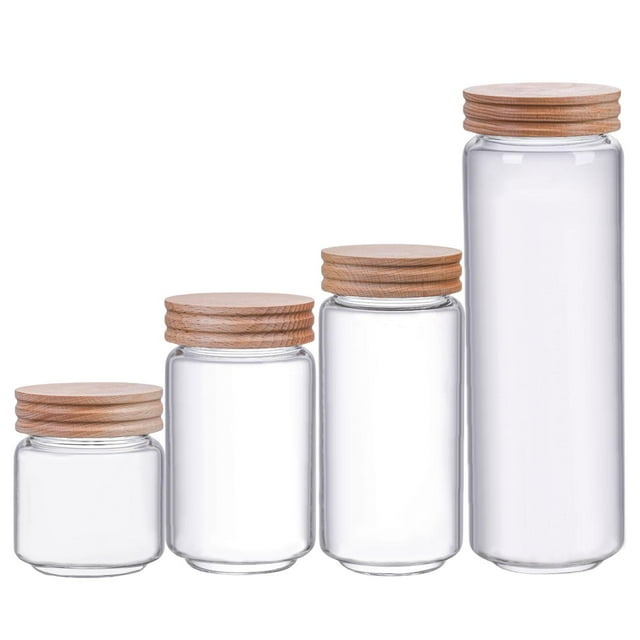 4 Tarros de Almacenamiento de Cristal Transparente Decorativos Sellados para de Caramelo de Despensa. Macarena Tarro de almacenamiento