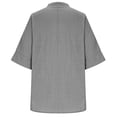 thumbnail image 4 of LNWUY Linen Tops for Women Fashion Summer Dressy Casual Shirts 1/2 Sleeve Button Down Tunics V Neck Loose Comfy Gauze Blouses Gray S, 4 of 9