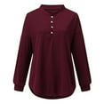 thumbnail image 4 of PENGXIANG Women‘s Solid Color Long Sleeve Button Open Neck Pullover T-Shirt, 4 of 6