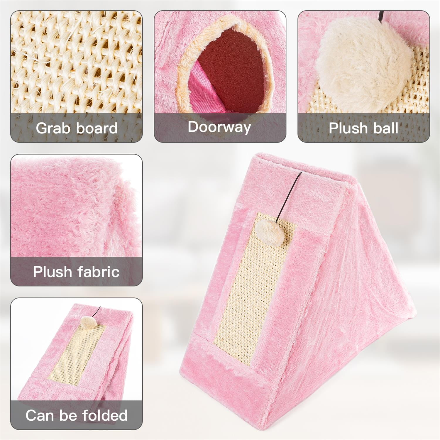 Pefilos Cat Scratch Pad House Condo for Big Cats, Cat Shelter for Winter Foldable Cat Tent Kitten Kitty Nest Bed for Indoor Cats Cave, Pink Pefilos Cat Scratch Pad House Condo for Big Cats, Cat Shelter for Winter Foldable Cat Tent Kitten Kitty Nest Bed for Indoor Cats Cave, Pink