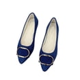 thumbnail image 4 of Gpaecead Women's Metal Buckle Low Heel Flats Pointed Toe Faux Suede Slip On Soft Sole Comfort Casual Work Shoes For Spring Summer Dark Blue, 4 of 5