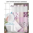 thumbnail image 6 of No Hook Shower Curtain with Snap-in Liner, Boho Purple Flowers Waterproof Fabric Bathroom Curtains, Spring Floral Botanical Patchwork Vintage Bath Curtains & Mesh Top Window 60"x72", 6 of 9