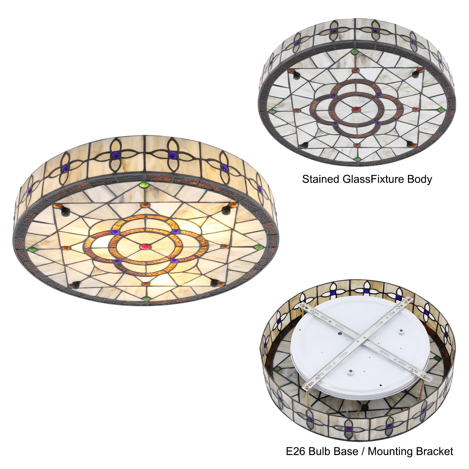 16'' Ceiling Lamp Round Ceiling Light Colorful for Bedroom Living Room Hotel