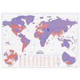thumbnail image 2 of Luckies Scratch Map | World Travel Map | A3 Poster | Neon Purple, 2 of 6