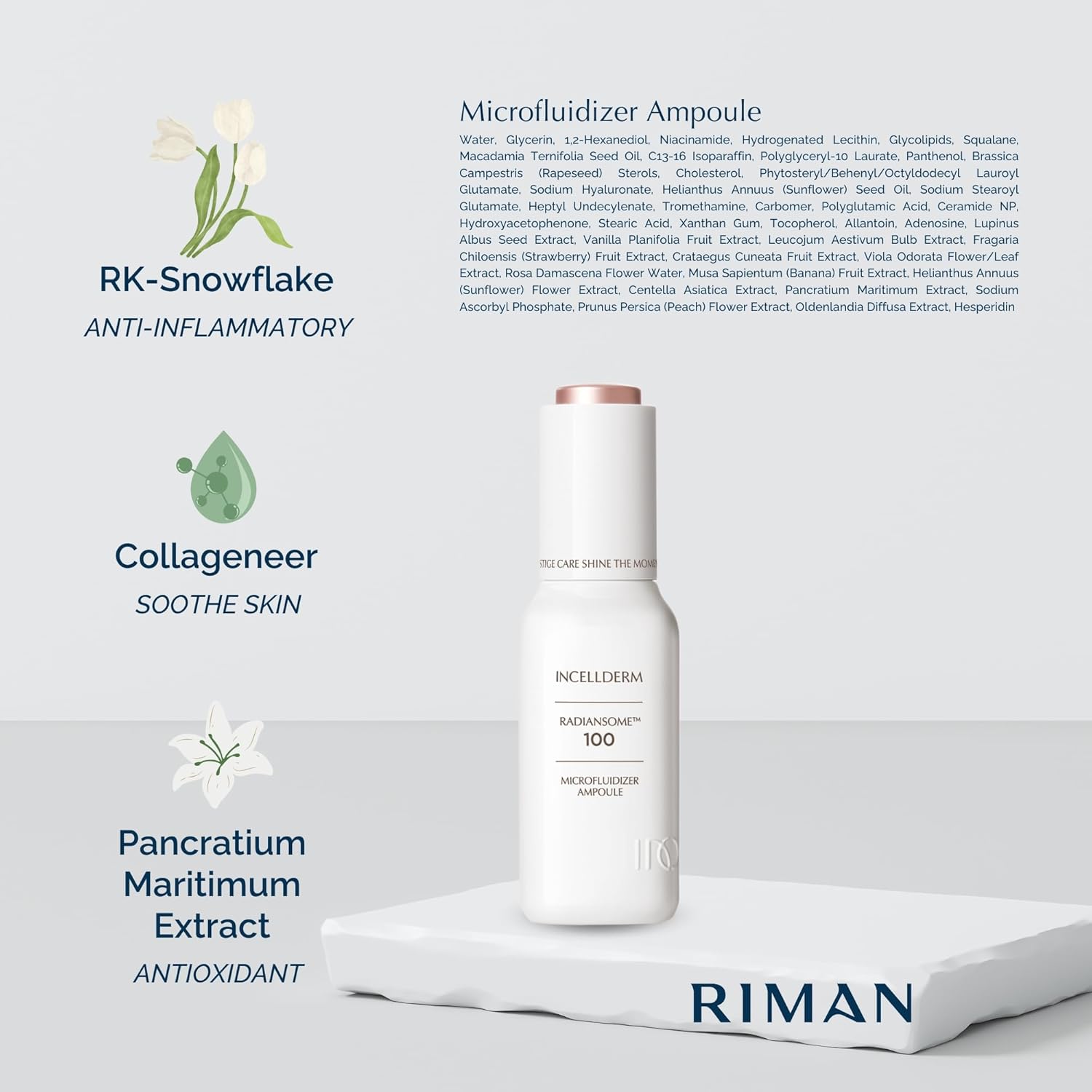INCELLDERM Radiansome 100 Microfluidizer Ampoule, Brightening & Wrinkle improvement Ampoule, K-Beauty Skin Care - 30ml / 1.01 fl oz.