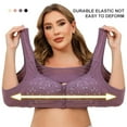 thumbnail image 6 of Plus Size Women's Front Closure Bras - Floral Comfort Breathable U-Back Design Brs with Wide Adjustable Straps, No Underwire & No Padding One-Piece Everyday Bras, XL-7XL, 6 of 8