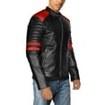 thumbnail image 6 of NomiLeather black leather jacket | mens leather jacket and genuine leather jacket men (Black With Red Strip ) X-Large, 6 of 7