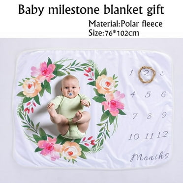 Baby Monthly Milestone Blanket Girl - Baby Months Blanket - Milestone Blanket for Newborn to 12 Months Milestones