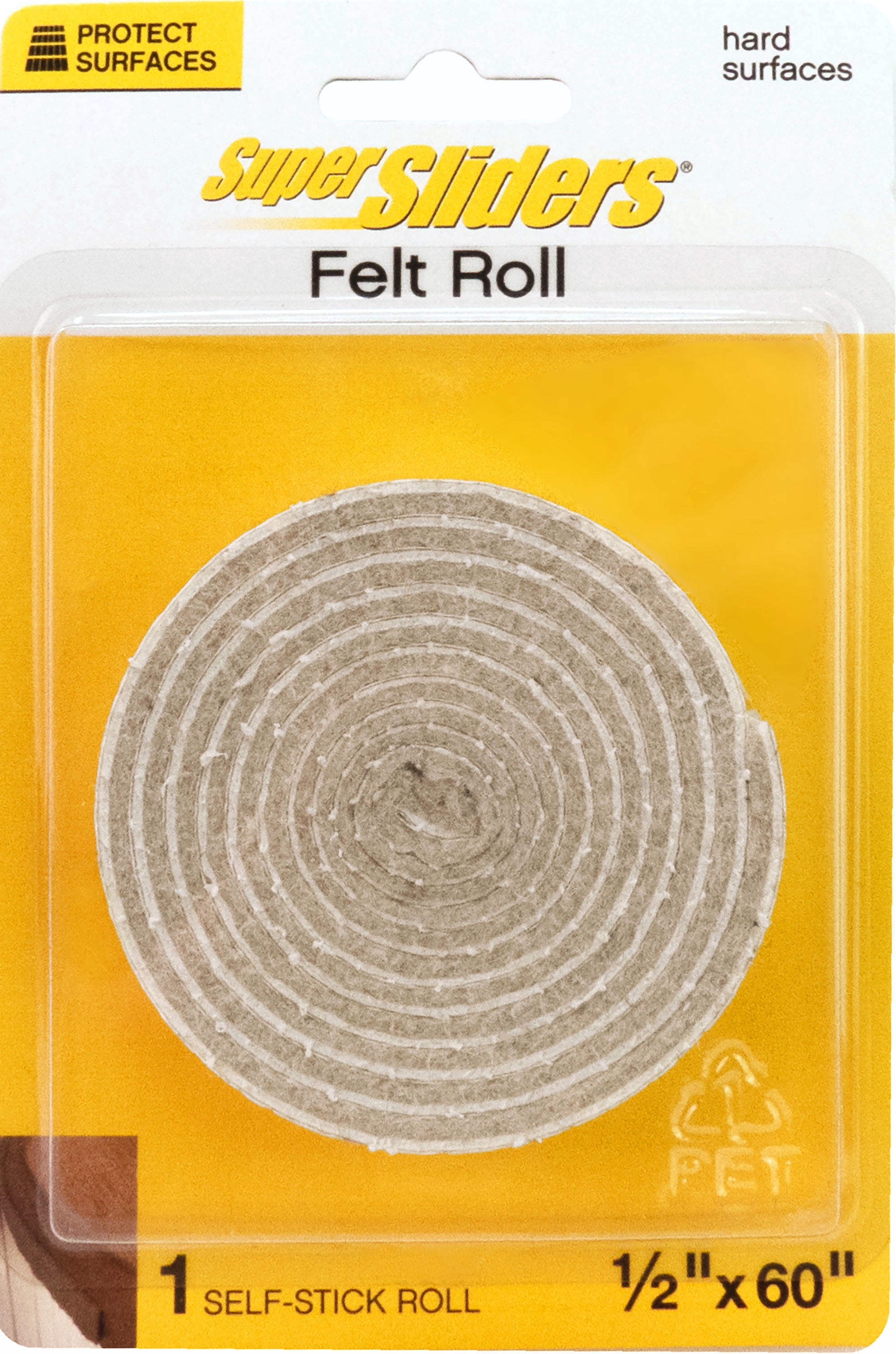 Super Sliders Beige Self-Stick Felt Furniture Roll, 1/2 in. x 60 in. for Floor Protection