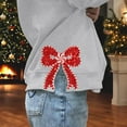 thumbnail image 4 of Chandails en Molleton de Noël pour Femmes avec Nœud Latéral Appliqué Chandail en Molleton Oversize Chandails en Molleton Col Rond Manches Longues Chandail Top Chandail en Molleton Sans Capuche pour Femmes, 4 of 5