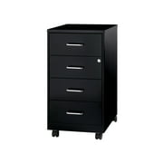 Space Solutions 18 Deep 4 Drawer Metal Mobile Organizer, 4 Box Drawers, Locking, Black