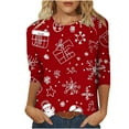 thumbnail image 2 of Mifsaly Plus Size Merry Christmas Santa T-Shirt Women 3/4 Sleeve Holiday Shirts Xmas Festival Tops Crewneck Loose Casual Pullover Vacation Party Blouse Gifts, 2 of 5