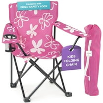 Emily Rose Kids Folding Chair | Pink Kids Beach Camping Chair for Girls with Safety Lock, Cup Holder & Carry Case- Toddler Chair for Tailgate, Travel, Lawn- for Indoor & Outdoor