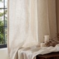thumbnail image 3 of Juego de cortinas Jinchan de lino, 229 cm de longitud, 2 paneles, color beige que filtra la luz, 3 of 9