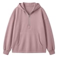 thumbnail image 4 of CHGBMOK Half Zip Hoodies for Women Long Sleeve Drop Shoulder Sweatshirt Loose Casual Pullover with Pocket, 4 of 6