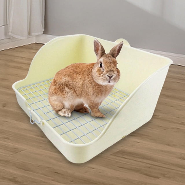 Caja de arena para conejos - Inodoro para mascotas Jaula de arena para esquinas Caja para orinal Caja rectangular de plástico para - Grande Colco Inodoro con bandeja de arena